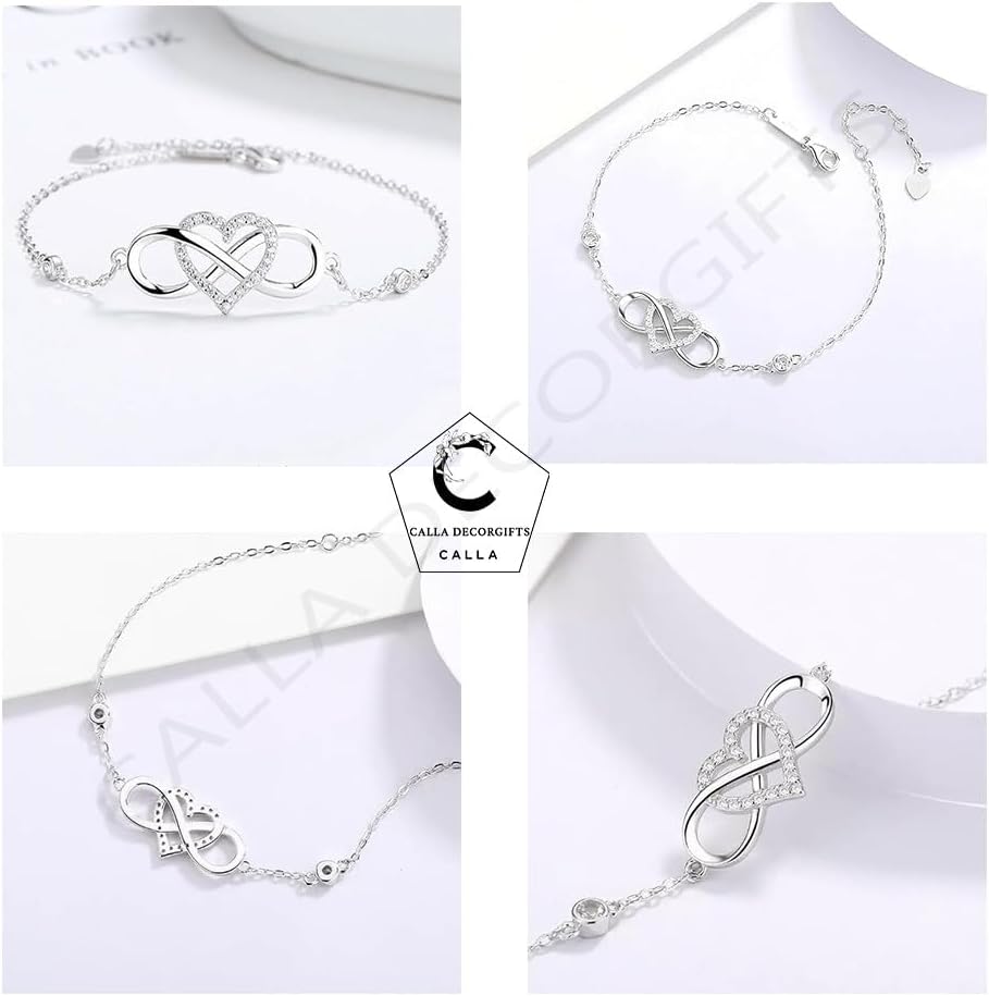 To My Granddaughter - Infinity Heart Bracelet Gift with Meaningful Card, Granddaughter Gifts from Grandma & Grandpa, Elegant Silver Jewelry for Birthday, Graduation, Christmas.