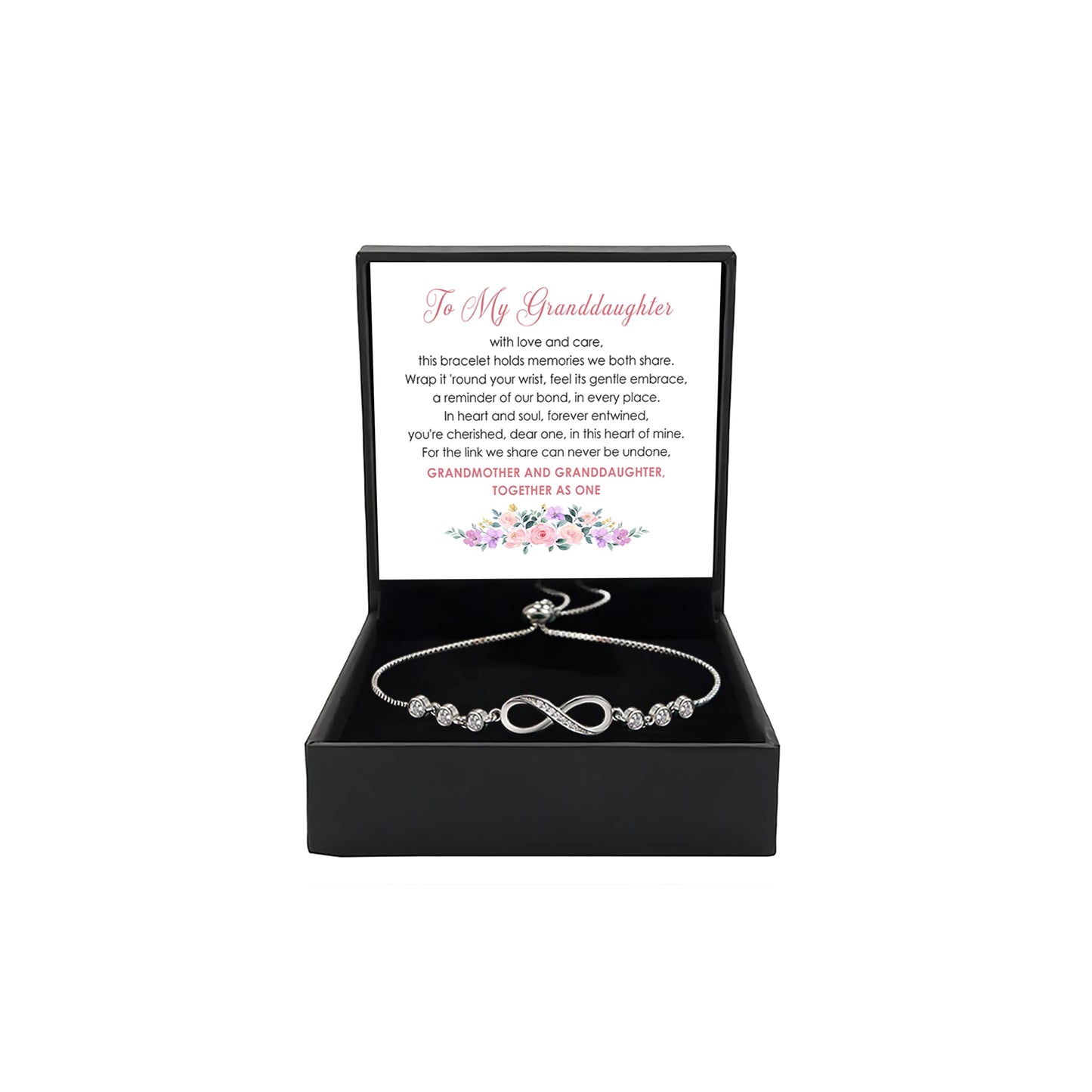 To My Granddaughter - Infinity Heart Bracelet Gift with Meaningful Card, Granddaughter Gifts from Grandma & Grandpa, Elegant Silver Jewelry for Birthday, Graduation, Christmas.