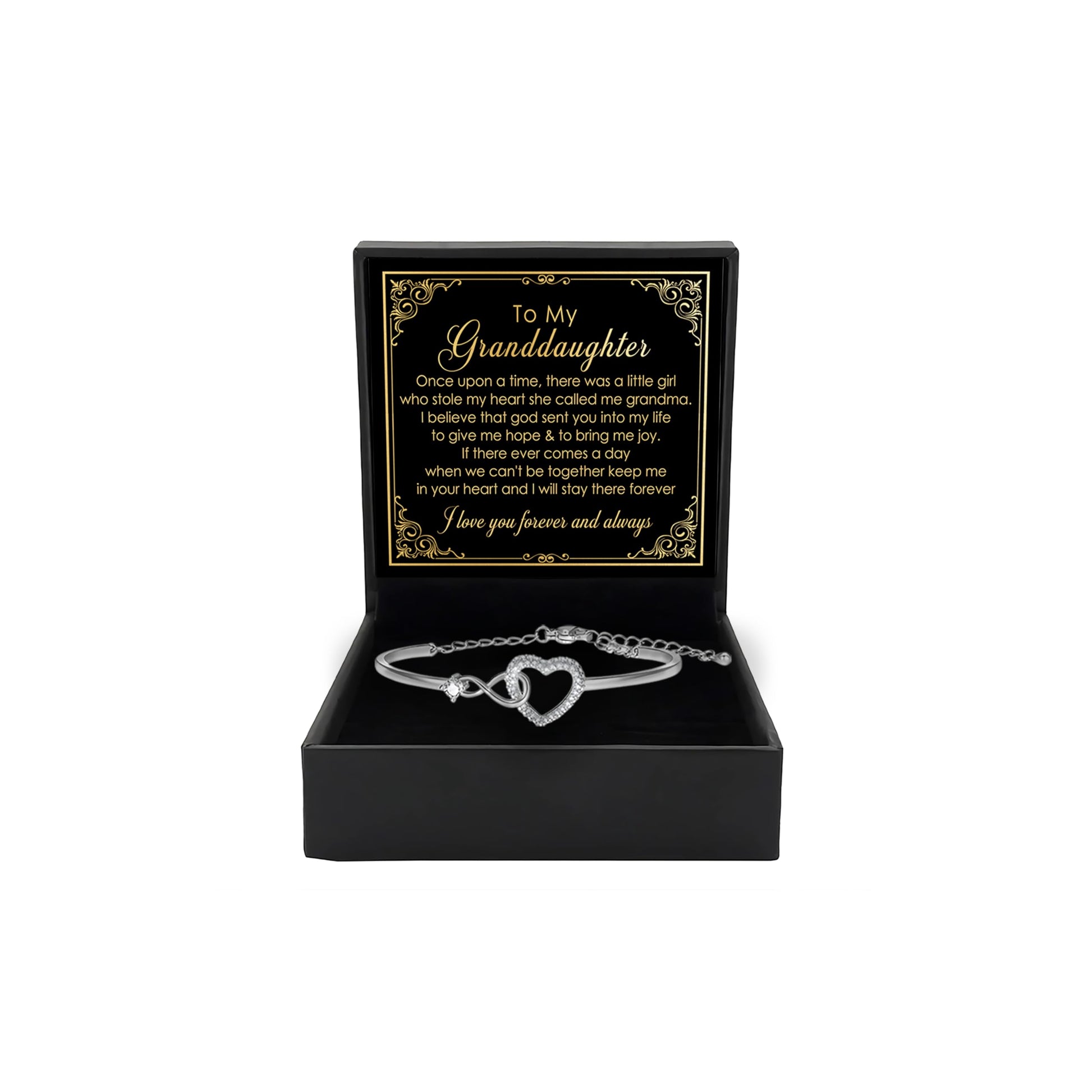 To My Granddaughter - Infinity Heart Bracelet Gift with Meaningful Card, Granddaughter Gifts from Grandma & Grandpa, Elegant Silver Jewelry for Birthday, Graduation, Christmas.