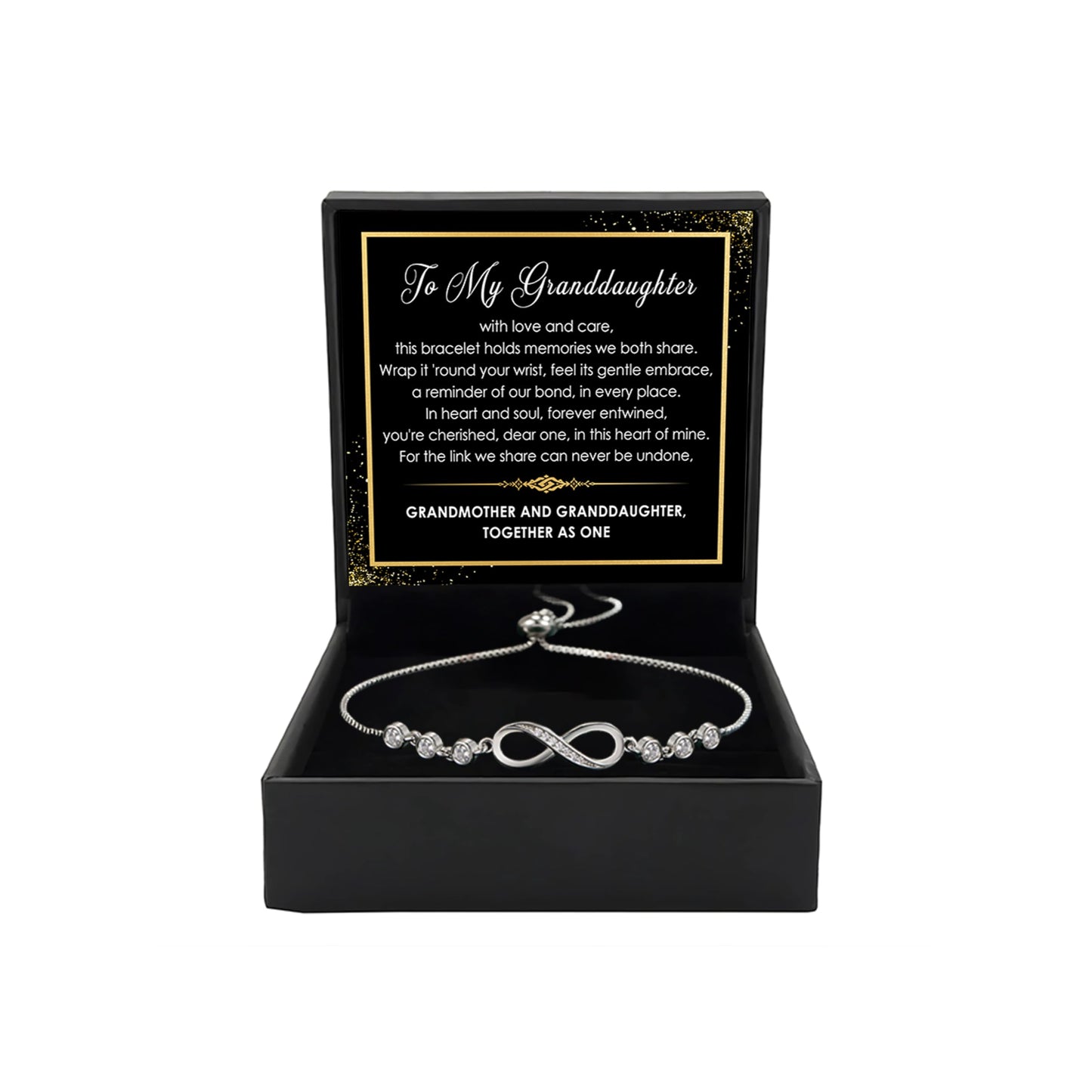 To My Granddaughter - Infinity Heart Bracelet Gift with Meaningful Card, Granddaughter Gifts from Grandma & Grandpa, Elegant Silver Jewelry for Birthday, Graduation, Christmas.