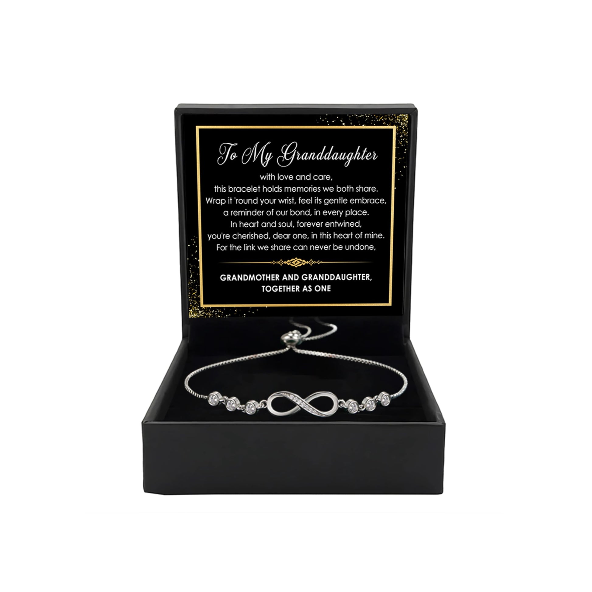 To My Granddaughter - Infinity Heart Bracelet Gift with Meaningful Card, Granddaughter Gifts from Grandma & Grandpa, Elegant Silver Jewelry for Birthday, Graduation, Christmas.